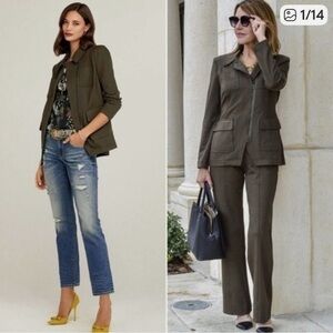 Cabi #4120 Academy Blazer Tailored Fit Ribbed Ponte Knit Jacket Olive Green M